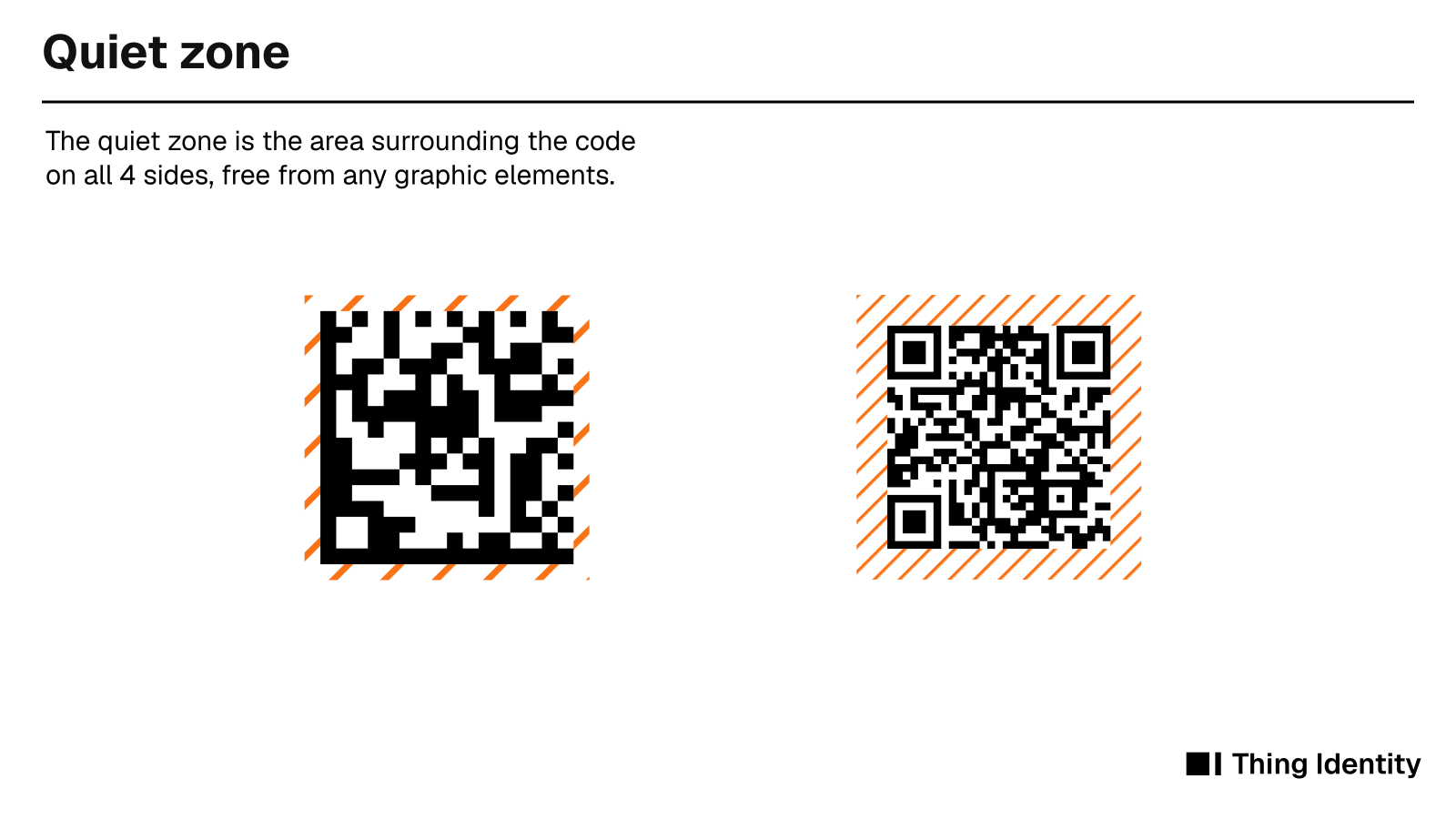 Comparison of the quiet zones around a Data Matrix and a QR Code